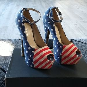 Red white and blue 8-in stilettos